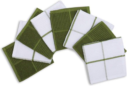 AMOUR INFINI Dish Cloths for Washing Dishes Set of 8 - Highly Absorbent, Super Soft Kitchen Dishcloths - Reusable Quick Dry Dish Rags for Cleaning & Drying Kitchen Linens (12x12 Inch - Green) - Nestoria