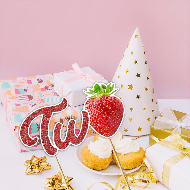 Real Strawberry Two Cake Topper