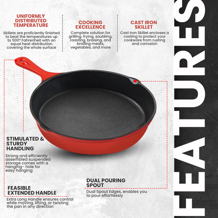 Cast Iron Skillet Set 3 Piece 6 8 10 Inch PFAS (3 Count)