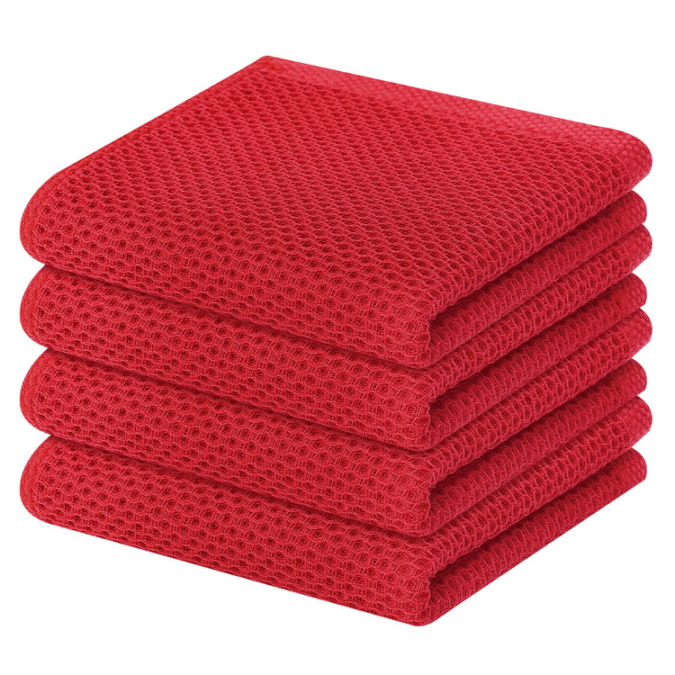 100% Cotton Waffle Weave Kitchen Dish Towels 4 (4 Count)