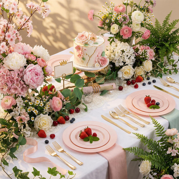 60PCS Pink Plastic Plates (60 Count)