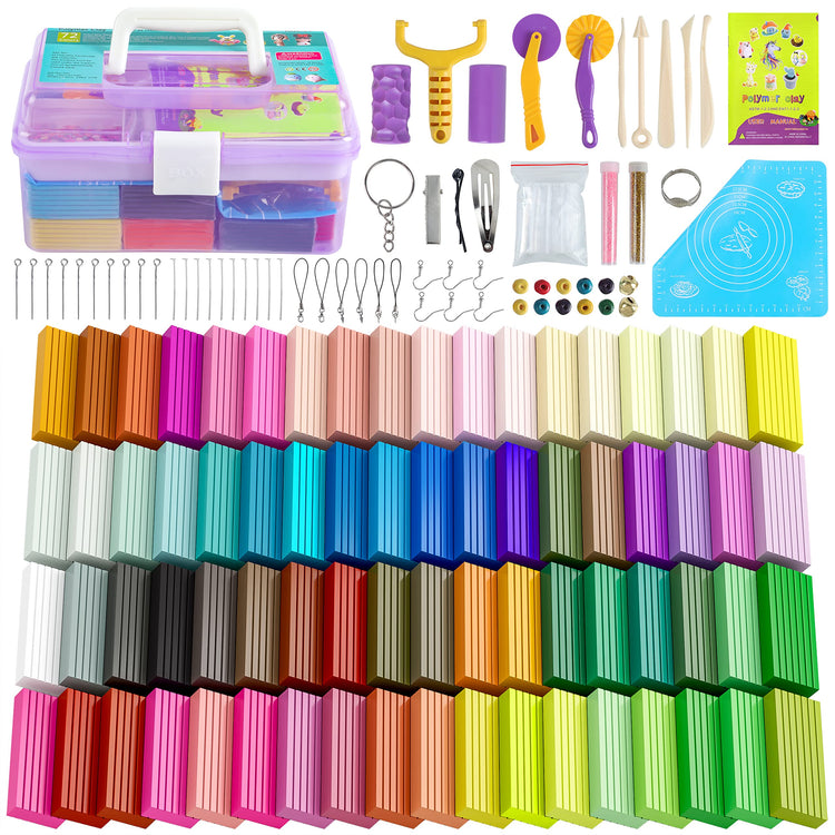 72 Colors Polymer Clay Strips Kit