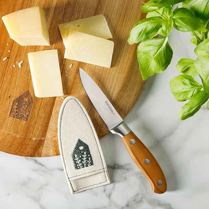 Bloomhouse - Two Time Oprah's Favorite Things Winner - 3.5-Inch Paring Knife German Stainless Steel Blade w/Forged Italian Olive Wood Handle Full Tang Precision for Peeling Trimming & Detail Work