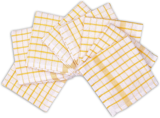 AMOUR INFINI Kitchen Dish Cloths Set of 8 - Ultra Soft, Highly Absorbent, Quick-Drying Terry Cotton Dishcloths 12"x12" Inch Wash & Cleaning Cloths for Kitchen & Dishwashing (Yellow) - Nestoria