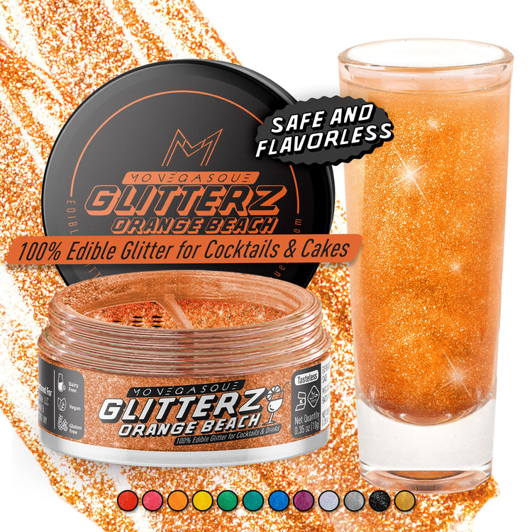 Orange Edible Glitter for Drinks & Cakes