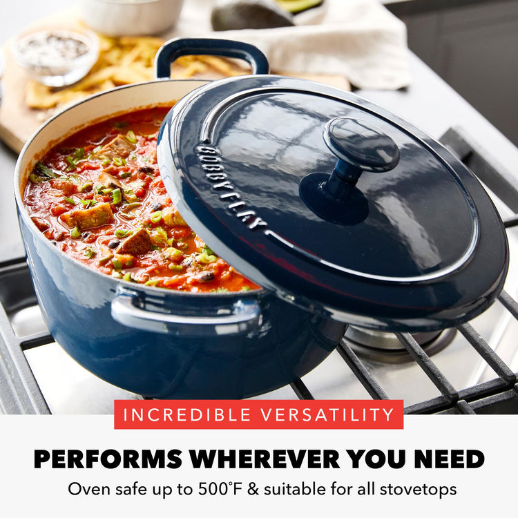 x Bobby Flay 5.5QT Enameled Cast Iron Dutch Oven With Lid