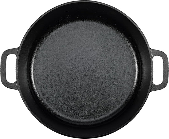 Amazon Basics Round Pre-Seasoned Cast Iron Dutch Oven Pot with Lid and Dual Handles, Heavy-Duty & Large, 7-Quart, Black - Nestoria