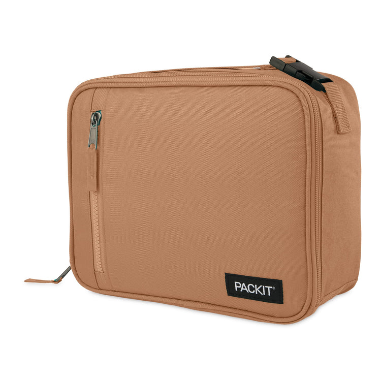 R) Freezable Classic Lunch Box, Almond, Built with EcoFreeze(R) Technology, Collapsible, Reusable, Zip Closure With Zip Front Pocket and Buckle Handle, Designed for Fresh Lunch On the Go