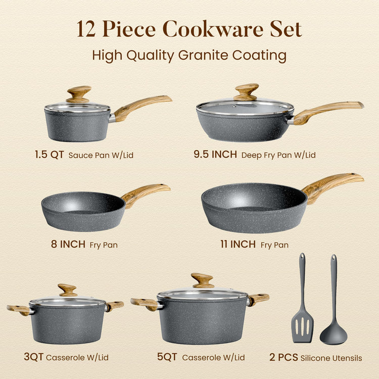 12pcs Pots and Pans Set Non Stick