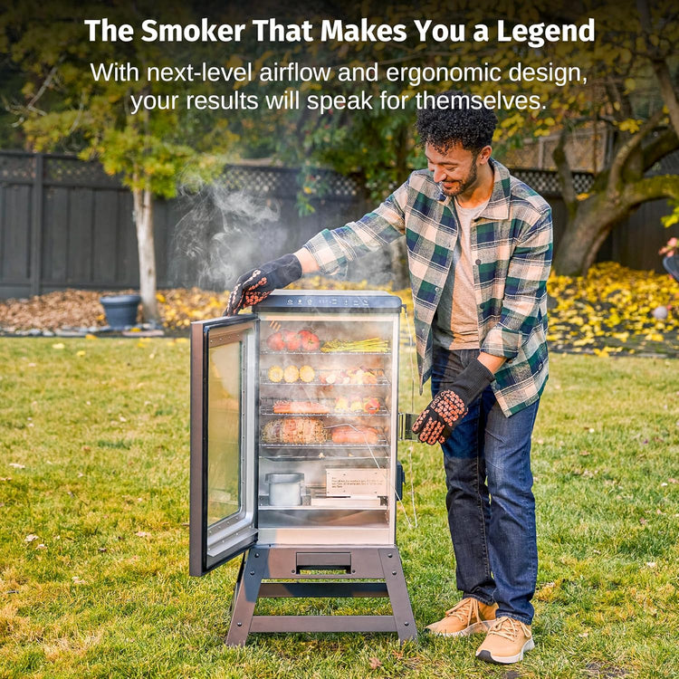 EAST OAK Ridgewood Pro 30" Electric Smoker | Built-in Meat Probe & Elevated Stand for Outdoors | Up to 6× Longer Smokes, Adjustable Side Chip Loader | Smoke More with 725 sq in Cooking Area
