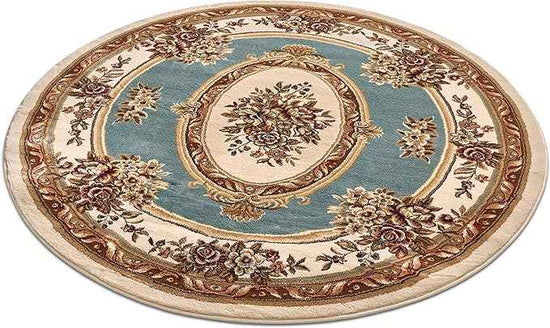 Well Woven Timeless Collection Le Petit Palais Light Blue 5' Foot Round Luxurious Traditional French Medallion Oriental Area Rug Perfect fLiving Room Bedroom Dining Room Easy-to-Clean Durable Design