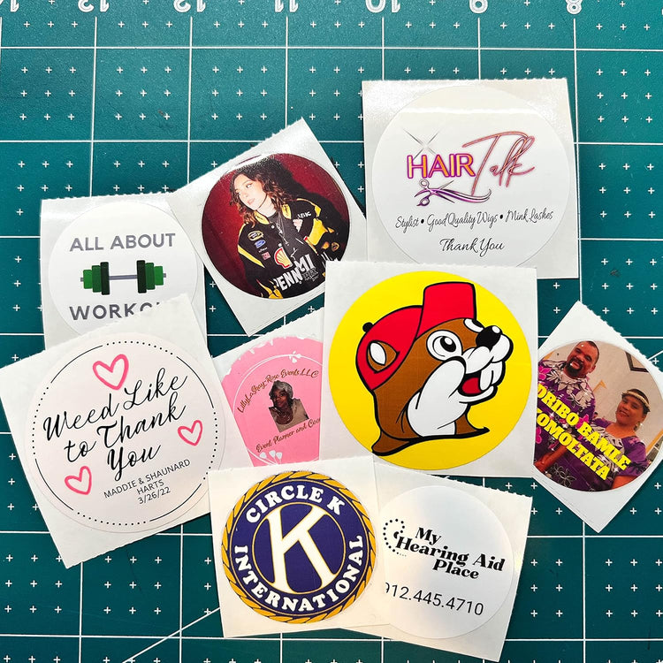 150 Custom Circle/Square BOPP Roll Labels- Personalized Stickers for Business Logo, Party, Wedding Favor, Baby Shower-Any Design Text + Image, Matte/Gloss Finish (1.5 Inch Square)