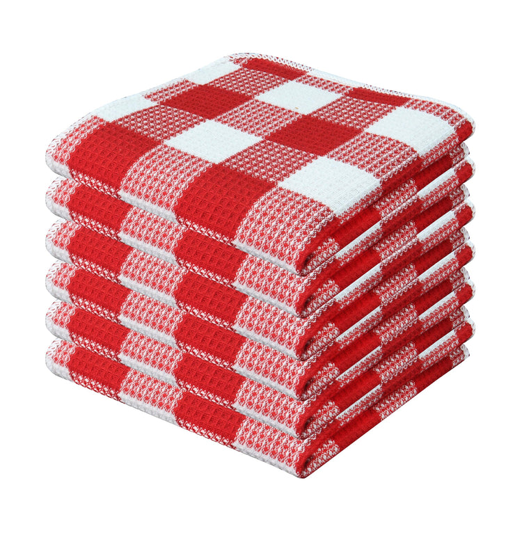 Waffle Weave Plaid Dish Cloths