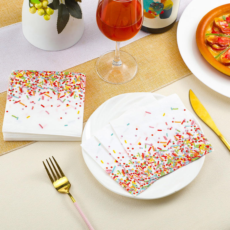 100 Pcs Sprinkles Donut Napkins Birthday Party