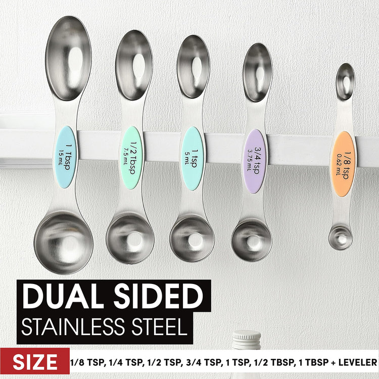 Stainless Steel Magnetic Measuring Spoons Set of 8