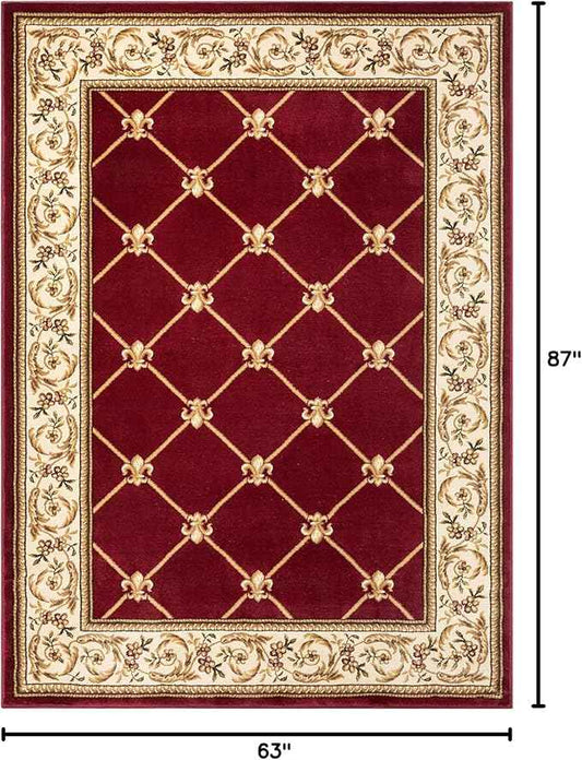 Patrician Trellis Red French European Formal Traditional 5X7 (5'3" X 7'3") Area Rug Easy To Clean Stain/Fade Resistant Shed Free Modern Contemporary Floral Thick Soft Plush Living Dining Room Rug