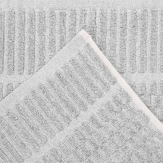 Superior Juno Viscose Cotton Blend Medium Weight Towels, Kitchen, Bathroom, Shower, Spa, Plush, Quick Dry, Ultra-Soft Towels, Bath Essentials, Border Detail, Absorbent Hand Towels, Set of 6, Platinum