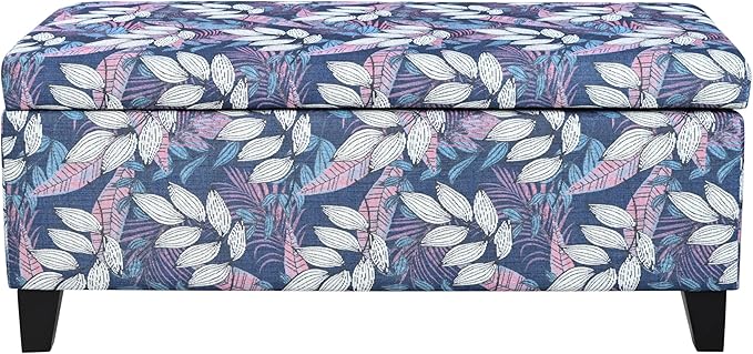 Christopher Knight Home Nesbit Living Room Ottoman with Storage, Entryway Fabric Upholstered Storage Ottoman Bench, Rectangular Sofa Foot Stool, Bedroom End of Bed Bench, Shoe Organizer, Multicolor