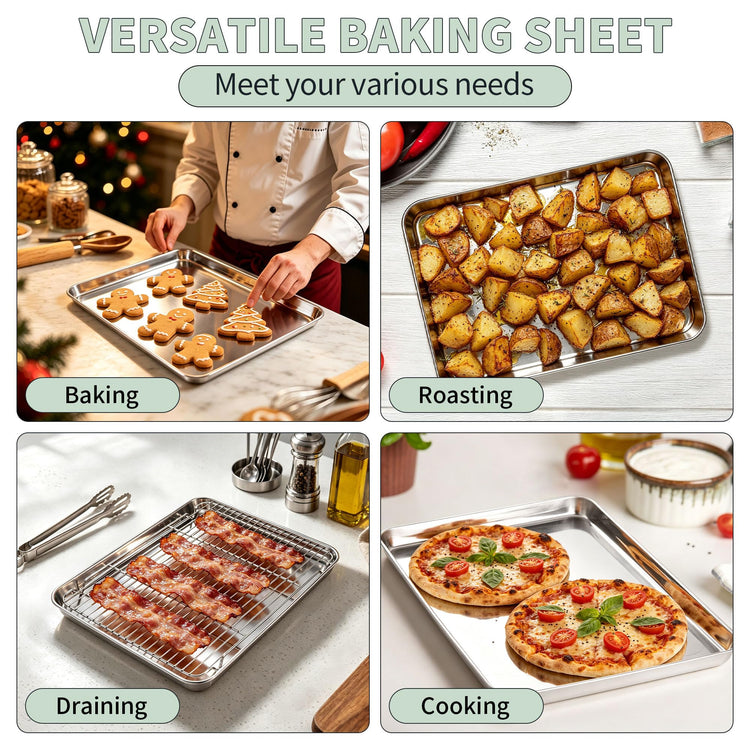 Stainless Steel Baking Sheet with Rack Set (4 Count)