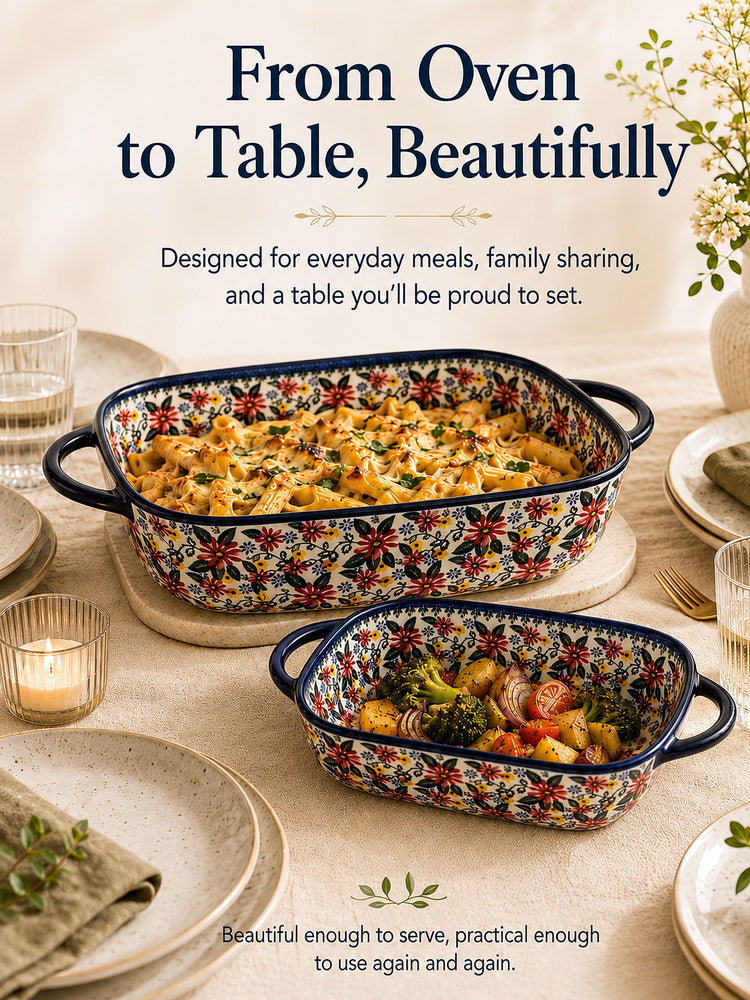 2 Piece Polish Pottery Style Ceramic Baking Dish Set (2 Count)