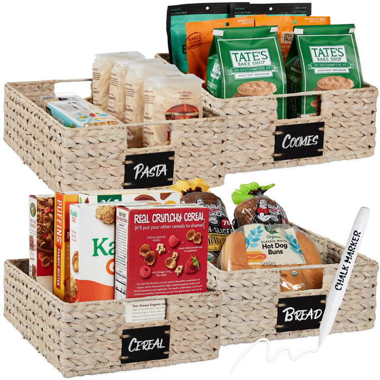 Set of 4 16x12in Large Water Hyacinth Pantry Baskets (4 Count)
