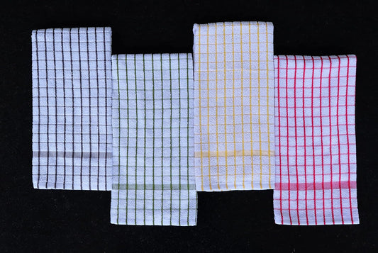 AMOUR INFINI Kitchen Towels Set of 4 - Highly Absorbent, Super Soft Terry Cotton 20x28 Inch Dish Towels with Hanging Loop - Hand & Tea Towels for Cleaning & Drying Dishes (Ass- Charcoal) - Nestoria