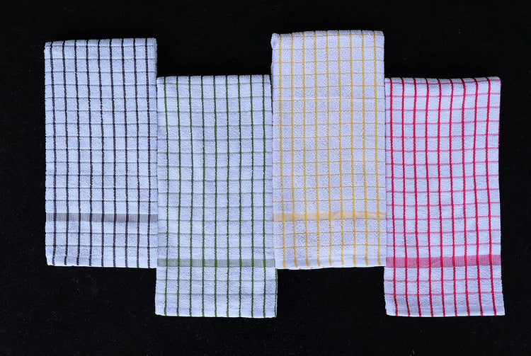 AMOUR INFINI Kitchen Towels Set of 4 - Highly Absorbent, Super Soft Terry Cotton 20x28 Inch Dish Towels with Hanging Loop - Hand & Tea Towels for Cleaning & Drying Dishes (Ass- Charcoal) - Nestoria