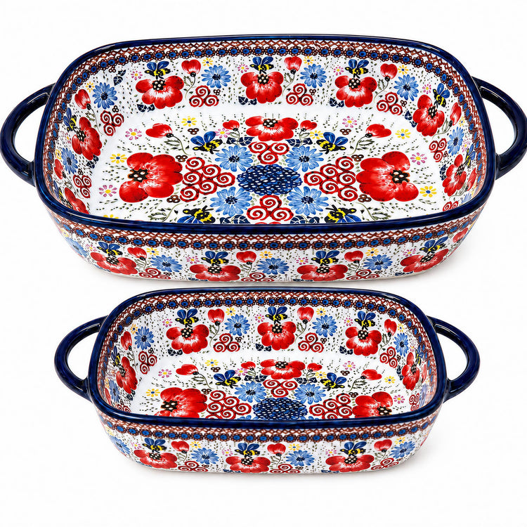 2 Piece Polish Pottery Style Ceramic Baking Dish Set (2 Count)