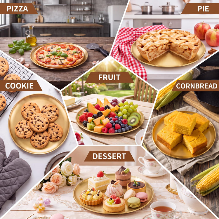 8 Pieces Gold Pizza Pans 8 Inch Bakeware (8 Count)