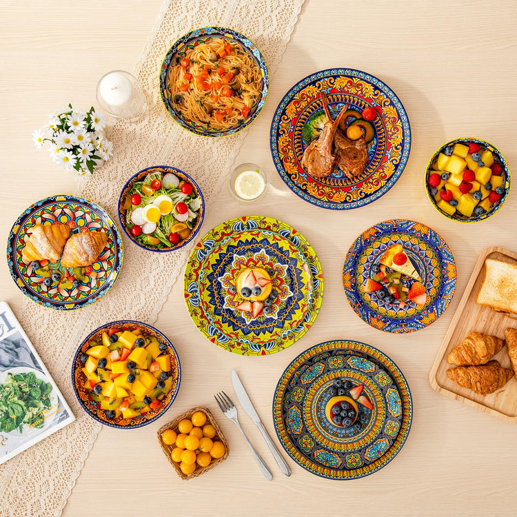 24 Pieces Plates and Bowls Set (24 Count)