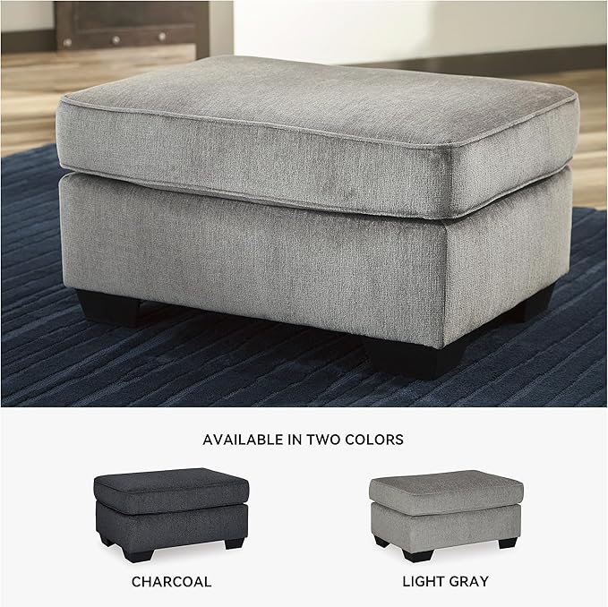 Signature Design by Ashley Altari Modern Rectangular Accent Ottoman, Light Gray