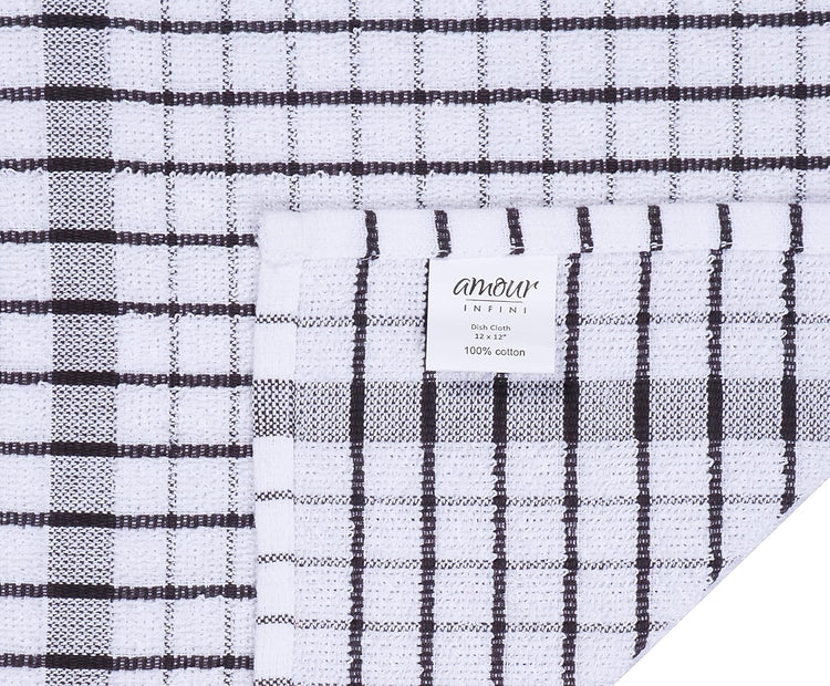AMOUR INFINI Kitchen Dish Cloths Set of 8 - Ultra Soft, Highly Absorbent, Quick-Drying Terry Cotton Dishcloths 12"x12" Inch Wash & Cleaning Cloths for Kitchen & Dishwashing (Assorted) - Nestoria