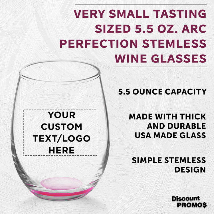Custom Stemless Wine Glasses by ARC 5.5 oz Set of 12 (100 Count)