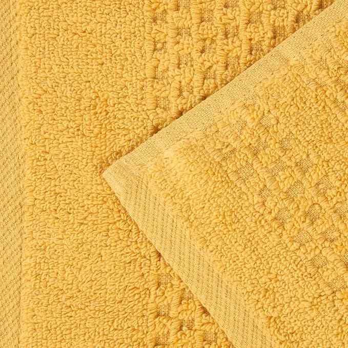 Superior Playa Zero Twist Cotton Medium Weight Towels, for Kitchen, Bathroom, Shower, Spa, Plush, Quick Dry, Ultra-Soft Towels, Bath Essentials, Waffle Textured, Absorbent Hand Towels, Set of 6, Gold
