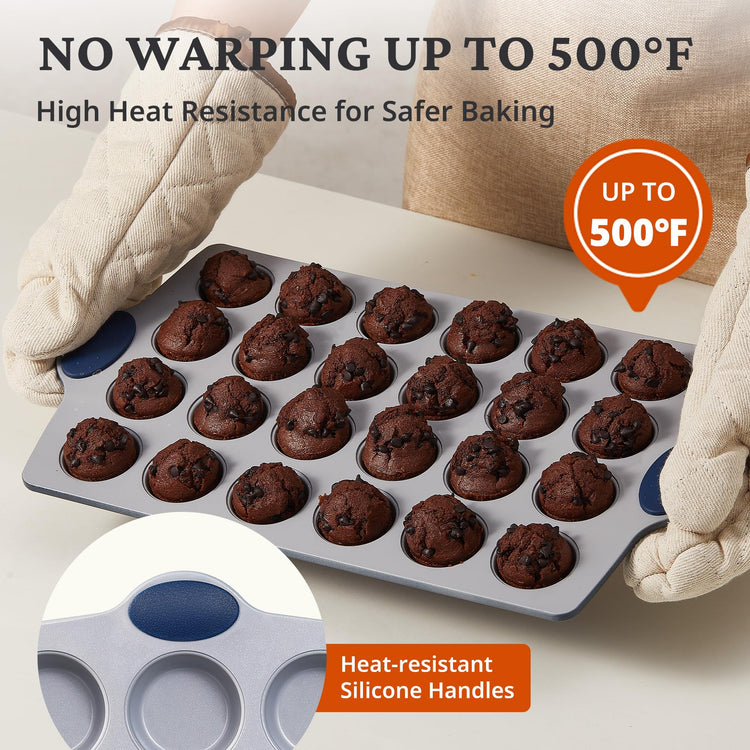 24 Cup Non Toxic Nonstick Ceramic Mini Muffin Pan & Cupcake Tin
