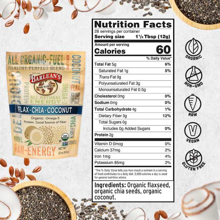 Organic Flax Chia Coconut Seed Blend with 2 (12 Ounce)