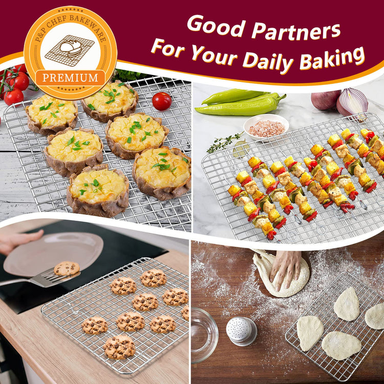 16 + 12.5 + 9 Inch Baking Sheet Pan and Cooking Rack
