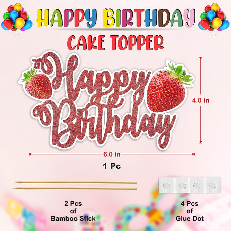 Seyal® Real Strawberry Happy Birthday Cake Topper