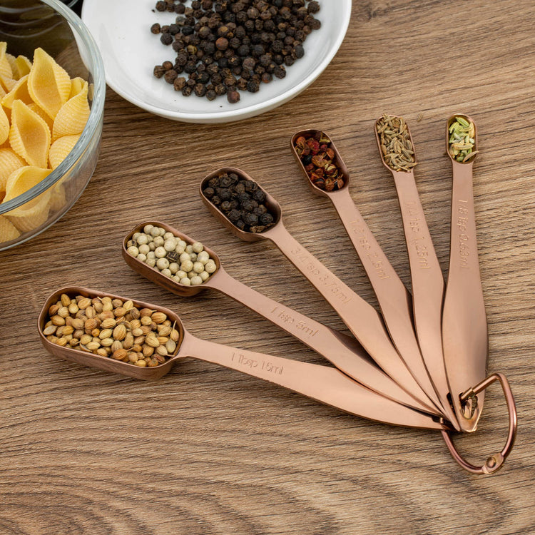 6-Piece 18/8 Stainless Steel Measuring Spoons Set, Rose Gold