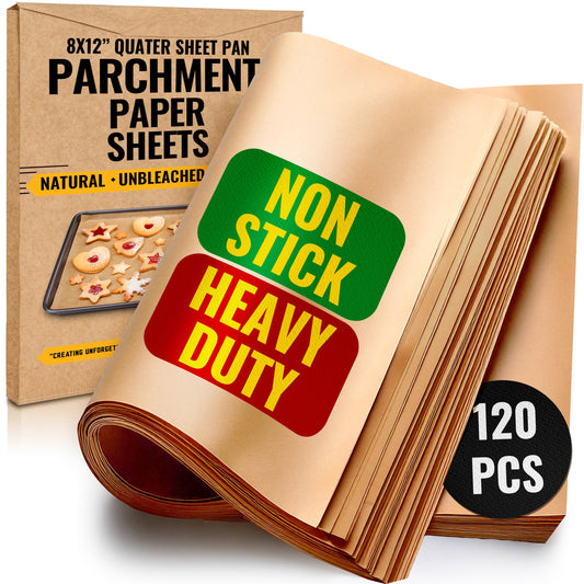 Quarter Sheet Pans 8x12" Pack of 120 Parchment Paper Baking Sheets (120 Count)