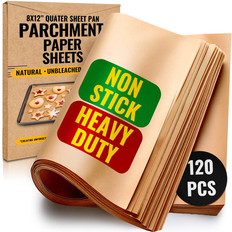 Quarter Sheet Pans 8x12" Pack of 120 Parchment Paper Baking Sheets (120 Count)