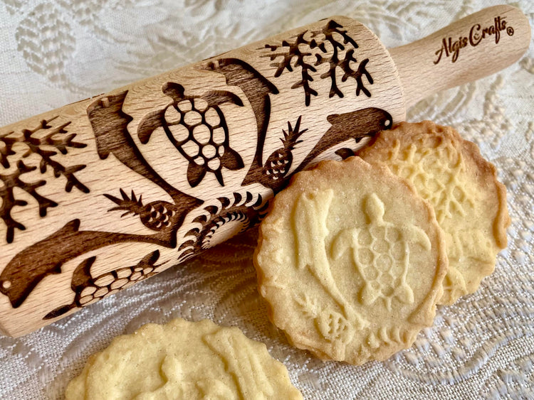 HAWAII 3 KID Rolling Pin SET. Wooden Laser Cut Mini Rolling Pins for cookies