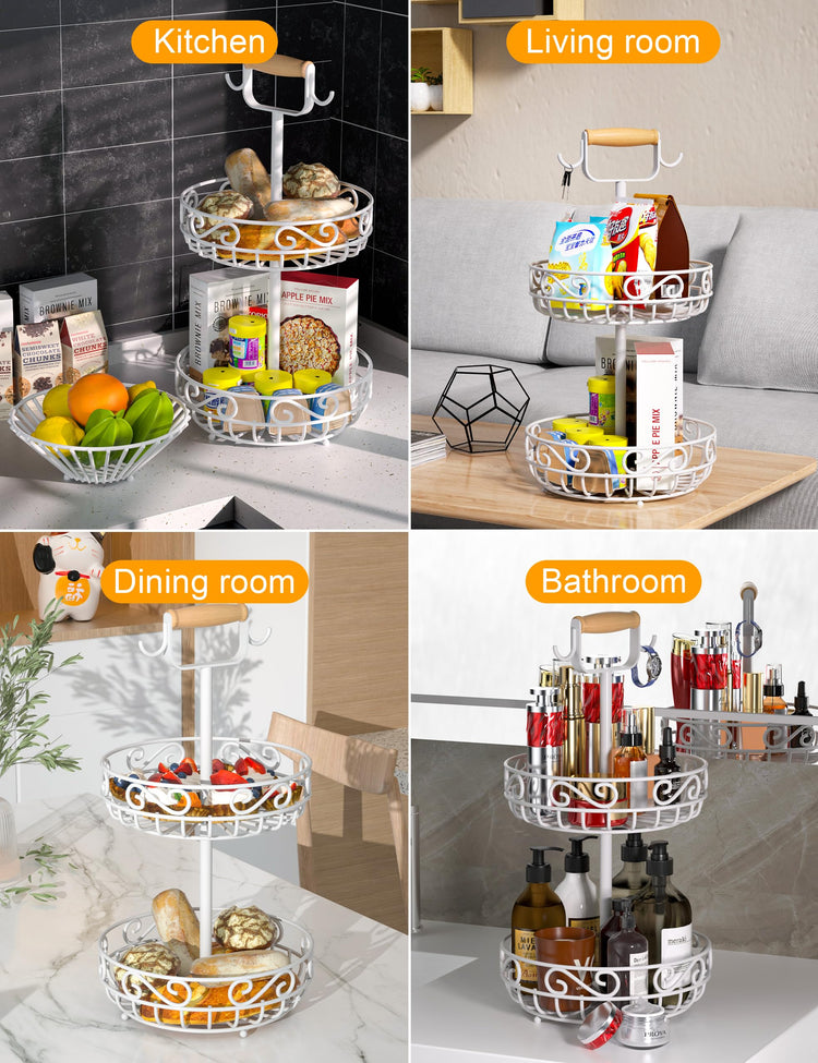 2 Tier 𝐅𝐫𝐮𝐢𝐭 𝐁𝐚𝐬𝐤𝐞𝐭 and Fruit Bowl (2 Count)