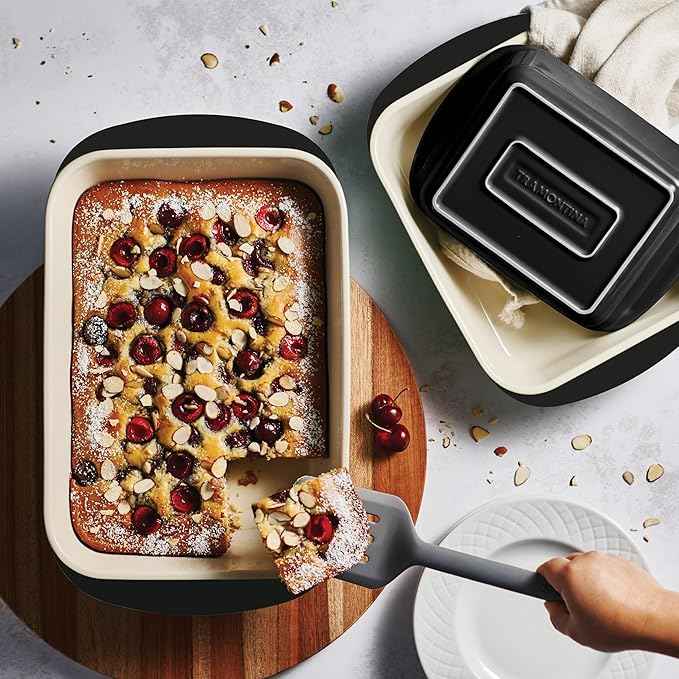 Tramontina Mae 3-Piece Ceramic Porcelain Baking Pans Set, Non Stick Casserole Dishes for Oven, Rectangular Bakeware for Lasagna, Cakes and Loafs (Black)