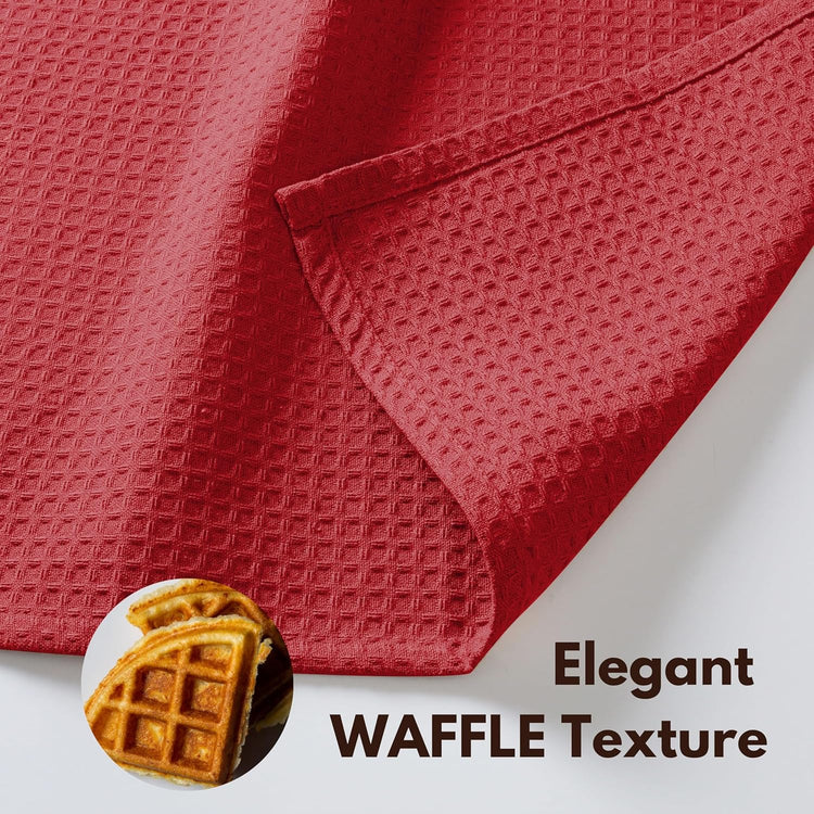 Native Fab Cotton Kitchen Towel with Hanging Loop 16x26 inches, 4-Pack, Waffle Weave Kitchen Towels for Cleaning Drying, Washcloths Soft & Absorbent Cloth Rags, Bar Towel, Dish Cloth, Red - Nestoria