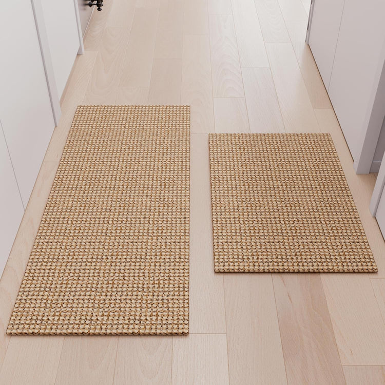 Kitchen Rugs and Mats Non Skid Washable [2PCS] (20" x 30"+ 20" x 48"), Absorbent Kitchen Floor Mats, Boho Cotton Kitchen Runner Rugs Comfort Standing Mat for Sink Hallway Laundry