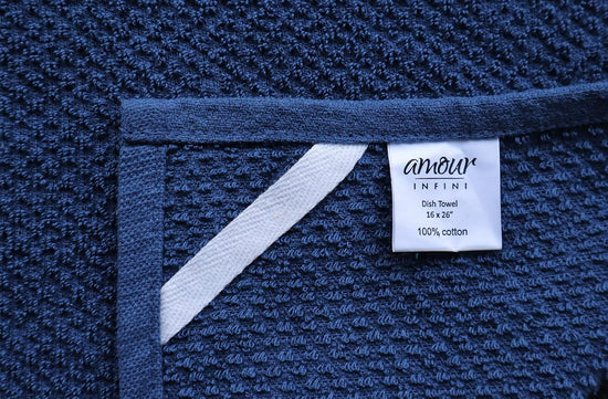 AMOUR INFINI Kitchen Towels Pack of 4 - Absorbent, Quick Drying Premium Cotton Tea Towel - Kitchen Linens 16x28 Inch Dish Towels with Hanging Loop (Blue) - Nestoria