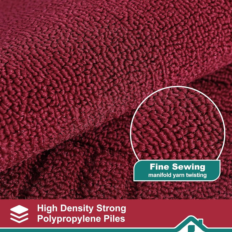 BEQHAUSE-Kitchen-Rugs-and-Mats Non Skid Washable Kitchen Mats for Floor Red Kitchen Rug Polypropylene Kitchen Mat with TPR Backing 24”x60”