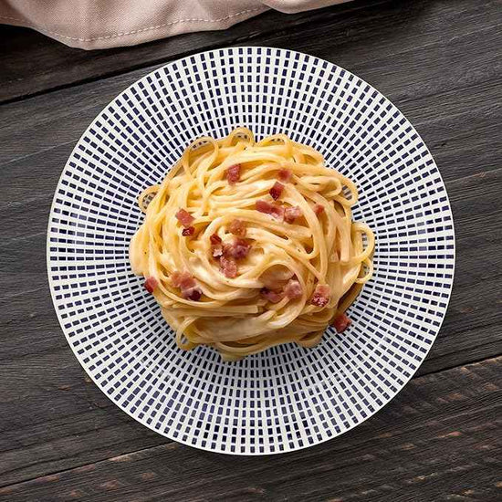 Tudor Royal Collection 12-Piece Round Dinnerware Set, Service for 4, Singapore Design, Blue Spiral, Plates Bowls Dishes, High-Gloss Premium Quality