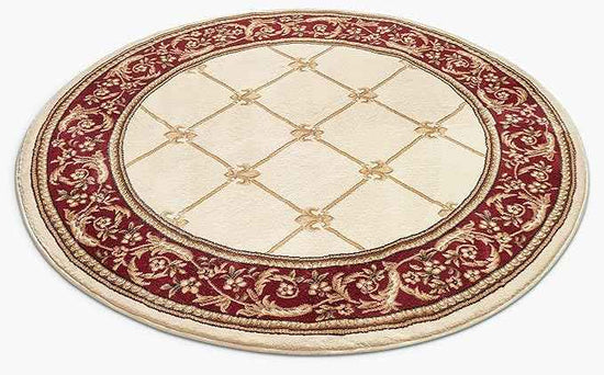Well Woven Timeless Collection Fleur De Lis Ivory 8' Foot Round Luxurious Traditional French Aubusson Oriental Area Rug Perfect for Living Room Bedroom or Dining Room Easy-to-Clean Durable Design